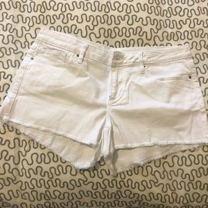 White denim cut-off shorts